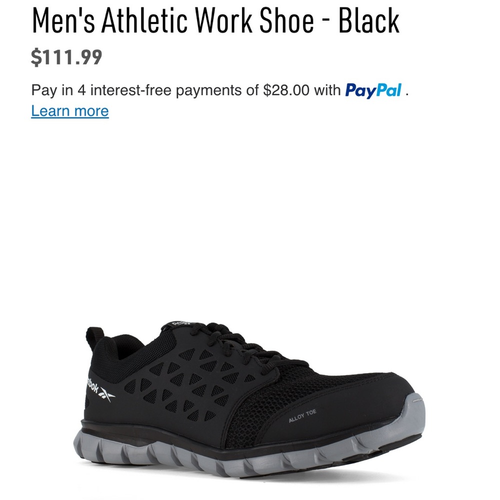 Reebok Alloy Toe Athletic Work Shoe (Men’s size 7/Women’s size 9)